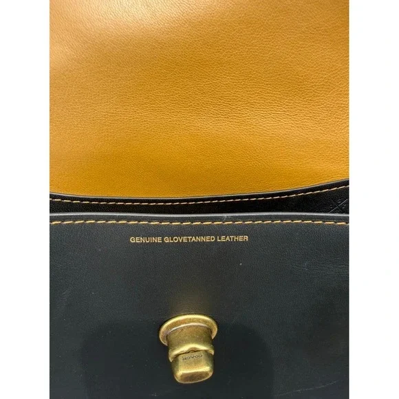 Coach 1941 Saddle Bag 23 Black Glovetanned Leather Crossbody 58241 Brass Chain - Picture 12 of 16